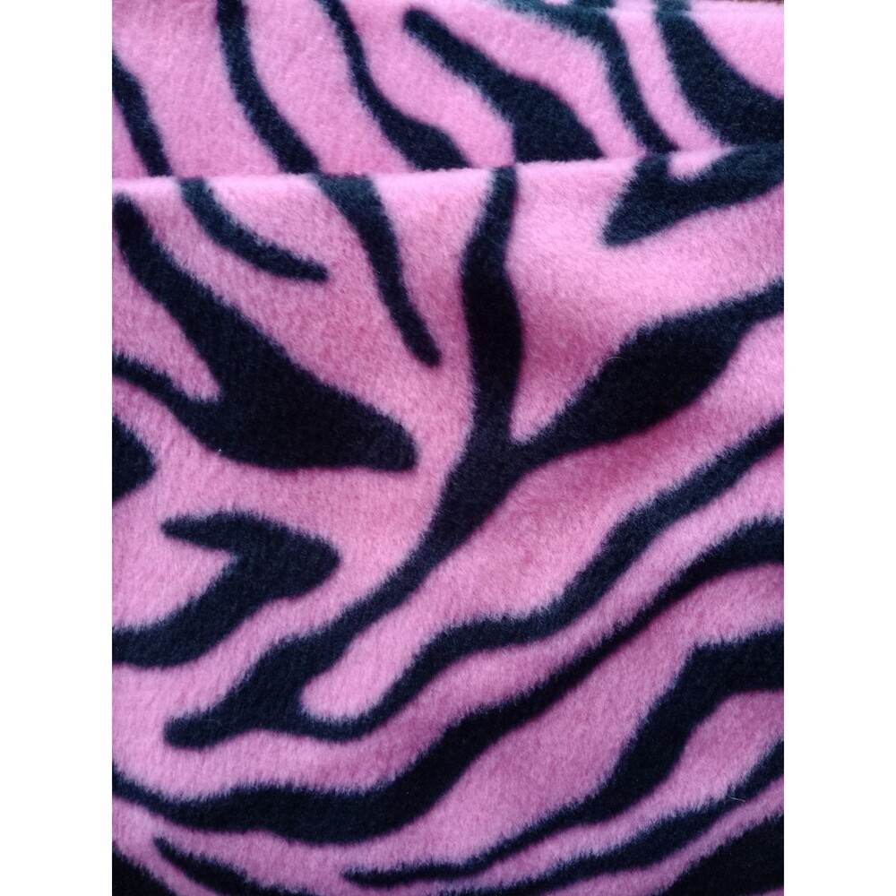 1 1/2 Yards of Pink & Black Zebra Print Fleece Material 60" Wide Crafts Sewing